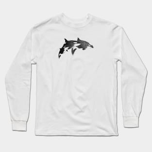 Jumping Orca Pod Grunge Aesthetic Long Sleeve T-Shirt